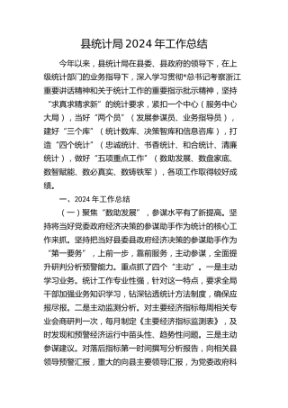 县统计局2024年工作总结