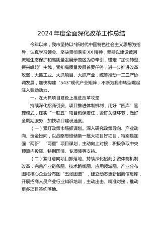 2024年度全面深化改革工作总结1