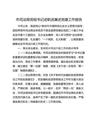 市司法系统党组书记述职述廉述党建工作报告2400字