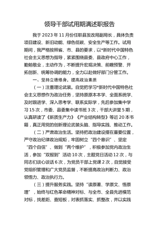 领导干部试用期满述职报告（1900字发改）