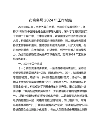 市商务局2024年工作总结