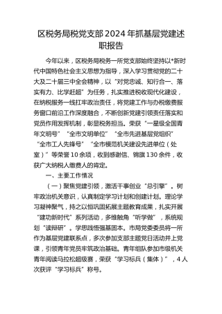 税务系统党支部抓党建述职报告（2000字支部总结）