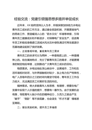 经验交流：党建引领强思想 多措并举促成长（发言）