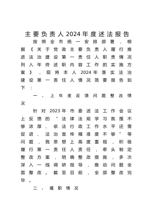 主要负责人2024年度述法报告2200字