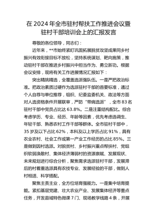 在全市驻村帮扶工作推进会议暨驻村干部培训会上的汇报发言