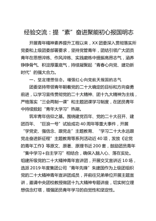 经验交流：提“素”奋进聚能 初心报国明志（发言）