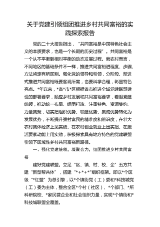 党建引领组团推进乡村共同富裕的实践探索报告（调研报告参考）