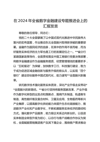 在全省数字金融建设专题推进会上的汇报发言