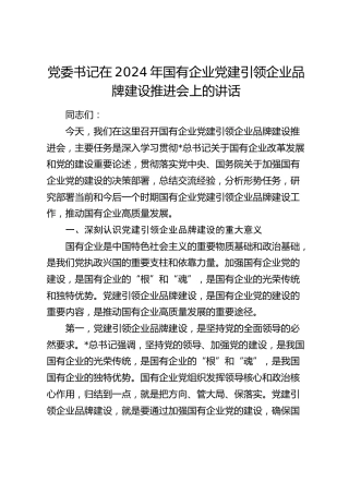 国有企业党建引领企业品牌建设推进会上的讲话（公司）
