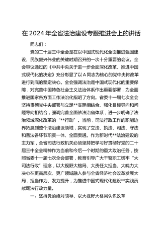 在全省法治建设专题推进会上的讲话
