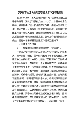 2024年党组书记抓党建工作述职报告5100字