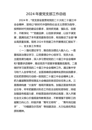 2024年公司党支部工作总结2500字（党建总结）