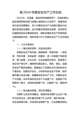 乡镇2024年安全生产工作总结