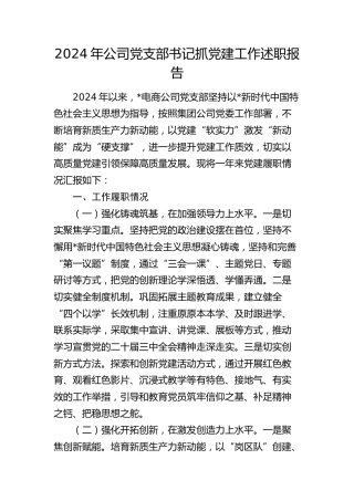 公司党支部书记抓党建工作述职报告（结合电商）