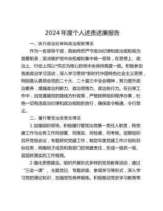 2024年度个人述责述廉报告2000字（执行政治纪律和政治规矩、履行管党治党责任、推进党风廉政建设、执行廉洁纪律情况）
