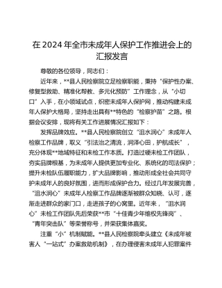 在全市未成年人保护工作推进会上的汇报发言