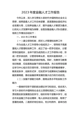 金融人才工作报告