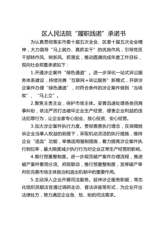 法院“履职践诺”承诺书