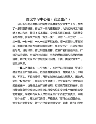 理论学习中心组（安全生产）