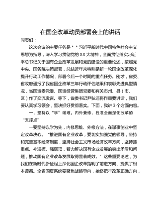 在国企改革动员部署会上的讲话_1