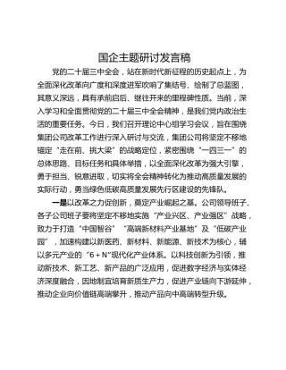 国企主题研讨发言稿