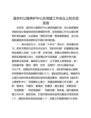 县农村公路养护中心在党建工作会议上的交流发言_1