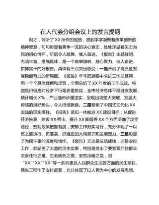 在人代会分组会议上的发言提纲