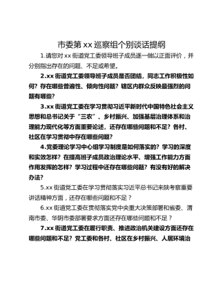 市委第xx巡察组个别谈话提纲