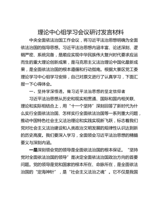 理论中心组学习会议研讨发言材料