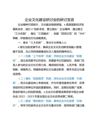 企业文化建设研讨会的研讨发言