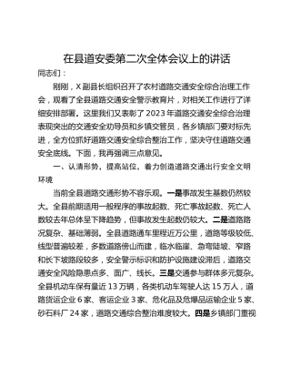 在县道安委第二次全体会议上的讲话