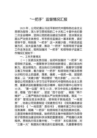 “一把手”监督情况汇报