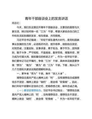 青年干部座谈会上的发言讲话