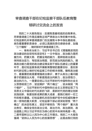 审查调查干部在纪检监察干部队伍教育整顿研讨交流会上的发言