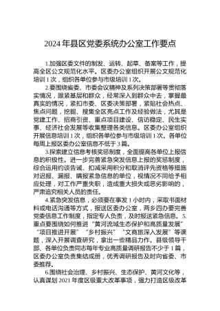 2024年县区党委系统办公室工作要点