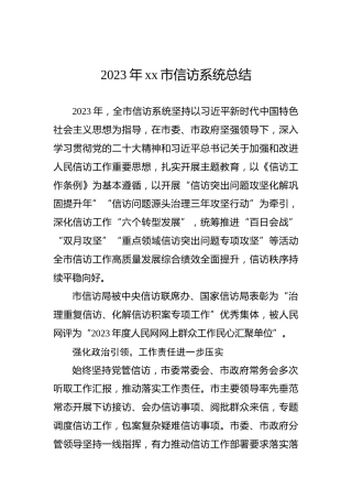 2023年xx市信访系统总结