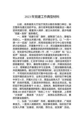 2023年党建工作典型材料