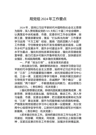 局党组2024年工作要点