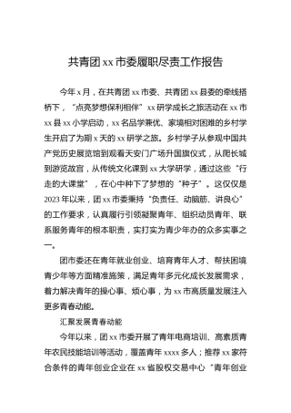 共青团xx市委履职尽责工作报告