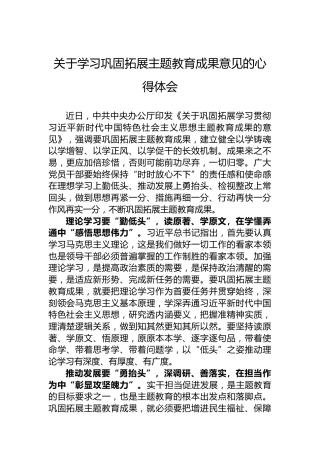 关于学习巩固拓展主题教育成果意见的心得体会