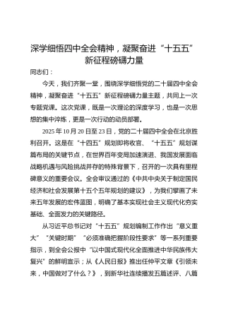 党课ppt+讲稿：深学细悟四中全会精神，凝聚奋进“十五五”新征程磅礴力量（13000字，51张）