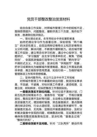 党员干部整改整治发言材料