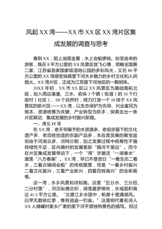 风起XX湾——XX市XX区XX湾片区集成发展的调查与思考