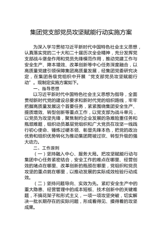 集团党支部党员攻坚赋能行动实施方案
