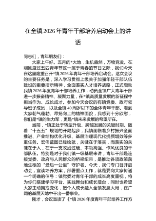 在全镇2026年青年干部培养启动会上的讲话