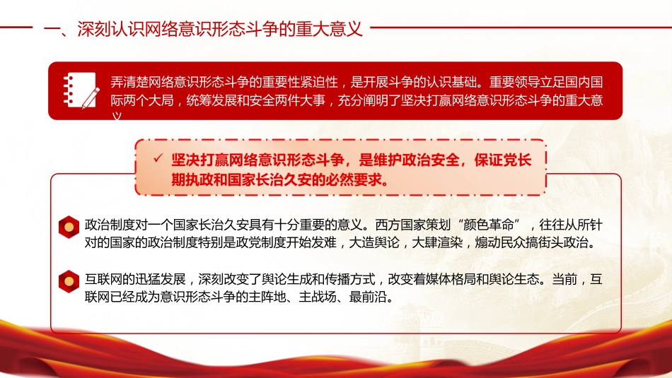党课ppt+讲稿:坚决打赢网络意识形态斗争(1万字,39张)_第6页