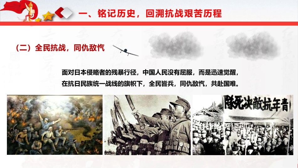 学校党课ppt+讲稿:弘扬伟大抗战精神,书写无愧于时代的青春篇章(4800字,37张,开学第一课)_第10页