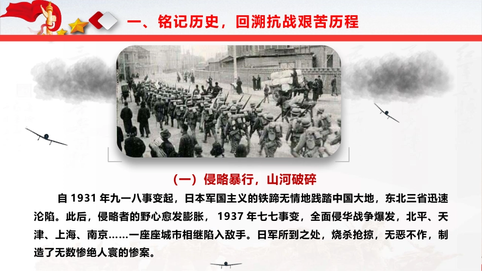 学校党课ppt+讲稿:弘扬伟大抗战精神,书写无愧于时代的青春篇章(4800字,37张,开学第一课)_第8页