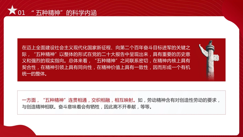 党课ppt+讲稿：新时代“五种精神”的科学内涵、重要意义与实践路径（13000字，37张）_第5页