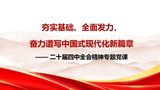 四中全会党课ppt+讲稿：夯实基础、全面发力，奋力谱写中国式现代化新篇章（18000字，33张）